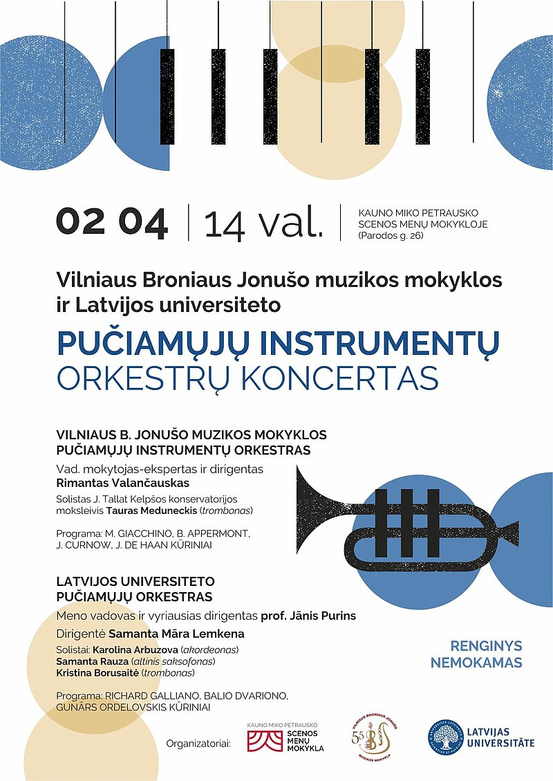 Latvijas Universitātes Pūtēju orķestris ved Lietuvai ciemakukulī latviešu mūziku