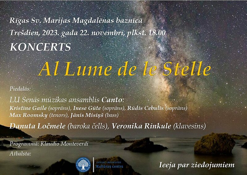 LU senās mūzikas ansamblis "Canto" aicina uz koncertu "Al Lume de le Stelle"
