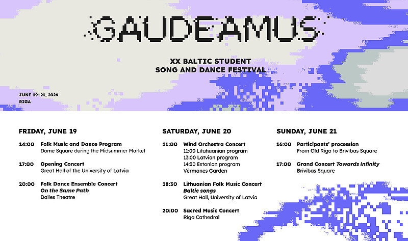 Programme of the 20th Baltic Student Song and Dance Festival 'Gaudeamus'