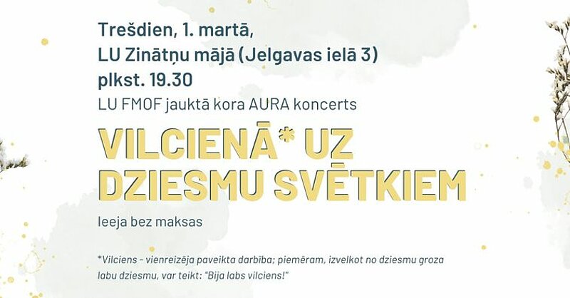 Latvijas Universitātes jauktais koris "Aura" aicina uz koncertu "Vilcienā uz Dziesmu svētkiem"