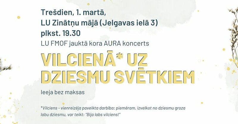 Latvijas Universitātes jauktais koris "Aura" aicina uz koncertu "Vilcienā uz Dziesmu svētkiem"