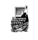 Studentu dziesmu svētku logotips — melnbalts vertikāls simbols ar stilizētu figūru un uzrakstu ‘Studentu dziesmu svētki’