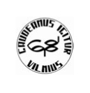 Gaudeamus igitur Vilnius logotips — apaļa melnbalta emblēma ar uzrakstu ‘Gaudeamus igitur Vilnius’ un stilizētu simbolu centrā