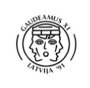 Gaudeamus XI Latvija 1991 logotips — apaļa melnbalta emblēma ar stilizētu cilvēka seju, apkārt uzraksts ‘Gaudeamus XI Latvija 1991’